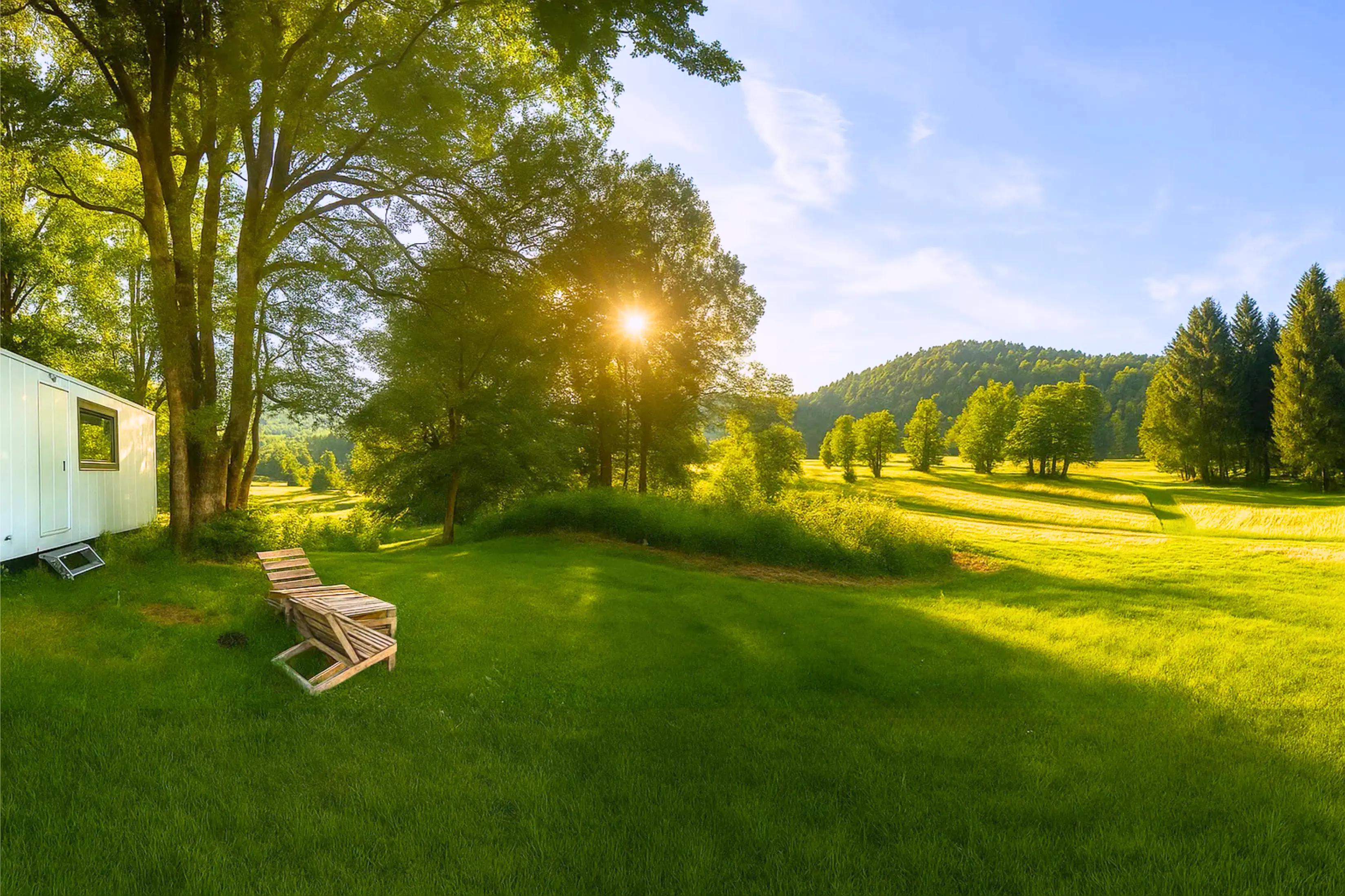 veduta panoramica dalla tiny house sulle alpi giulie a taipana