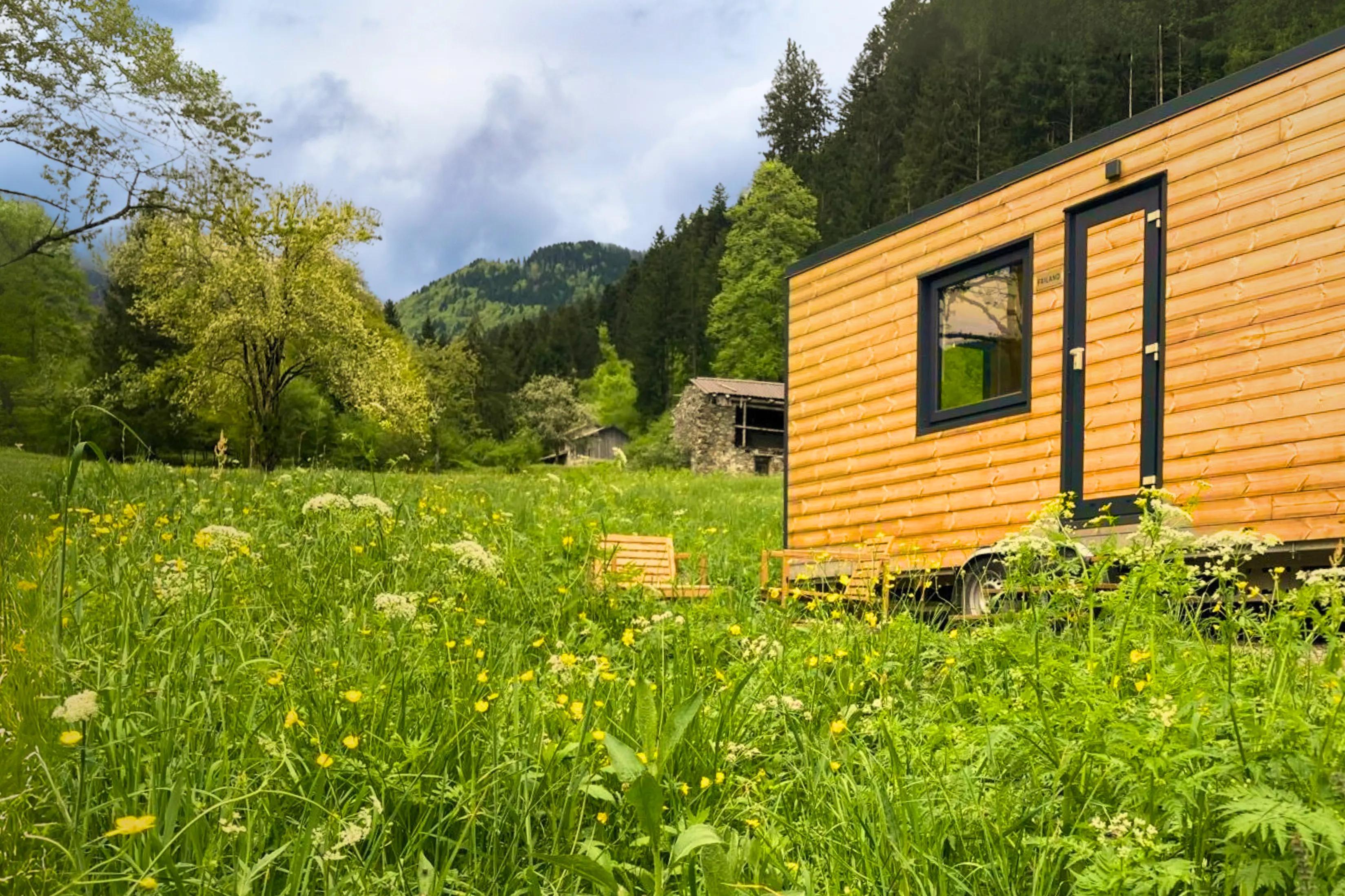 tiny house exterior in paluzza in the Carnic Alps in the But Valley