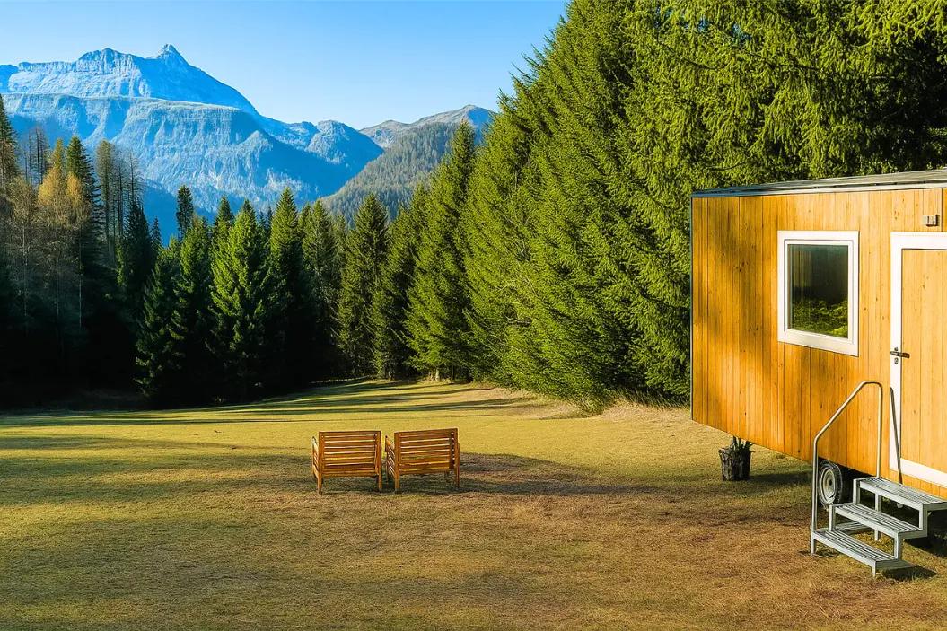 casetta nella natura con giardino sulle alpi carniche a sauris