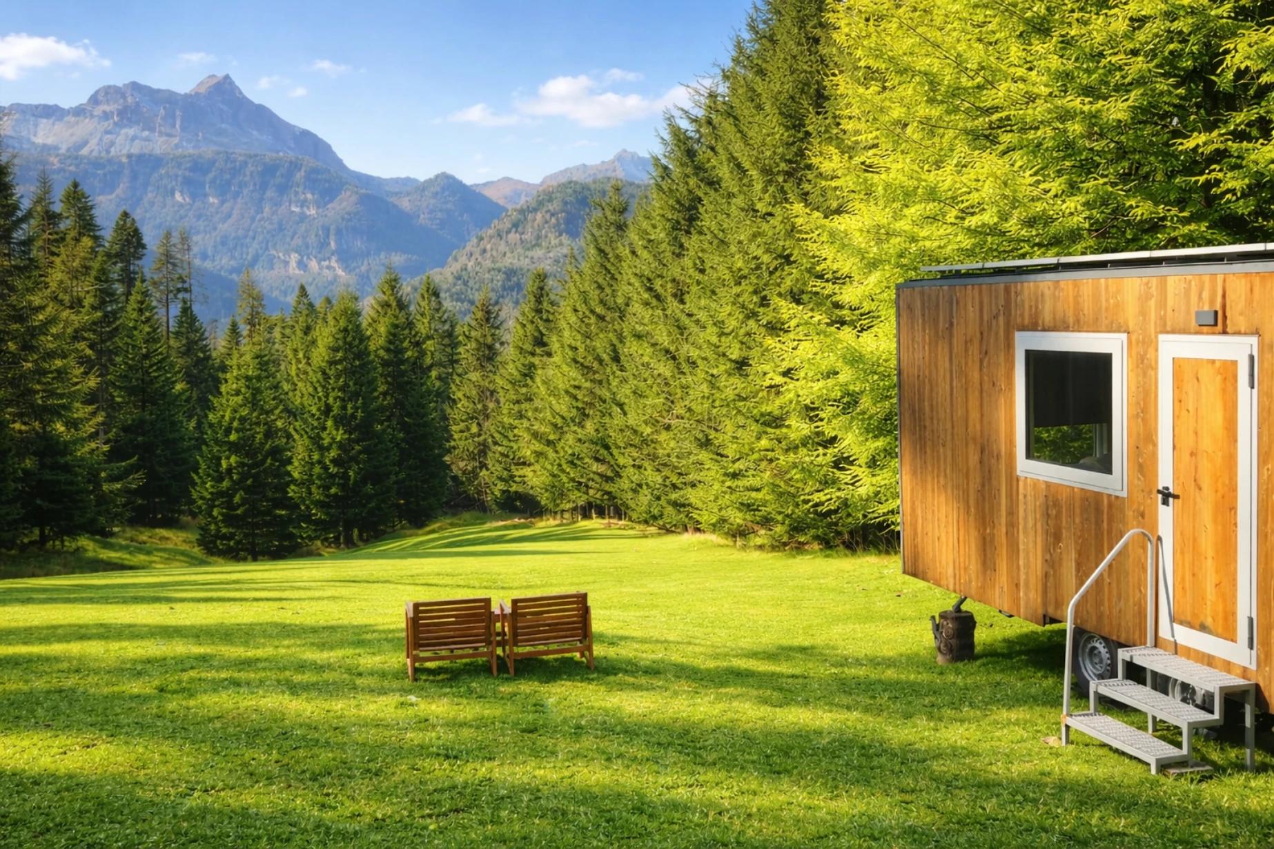 casetta nella natura con giardino sulle alpi carniche a sauris