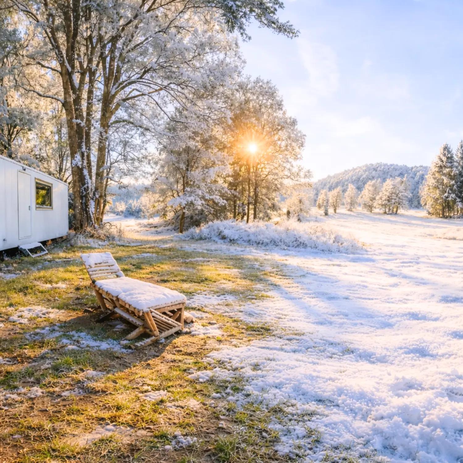 neve in una tiny house sulle alpi giulie a taipana